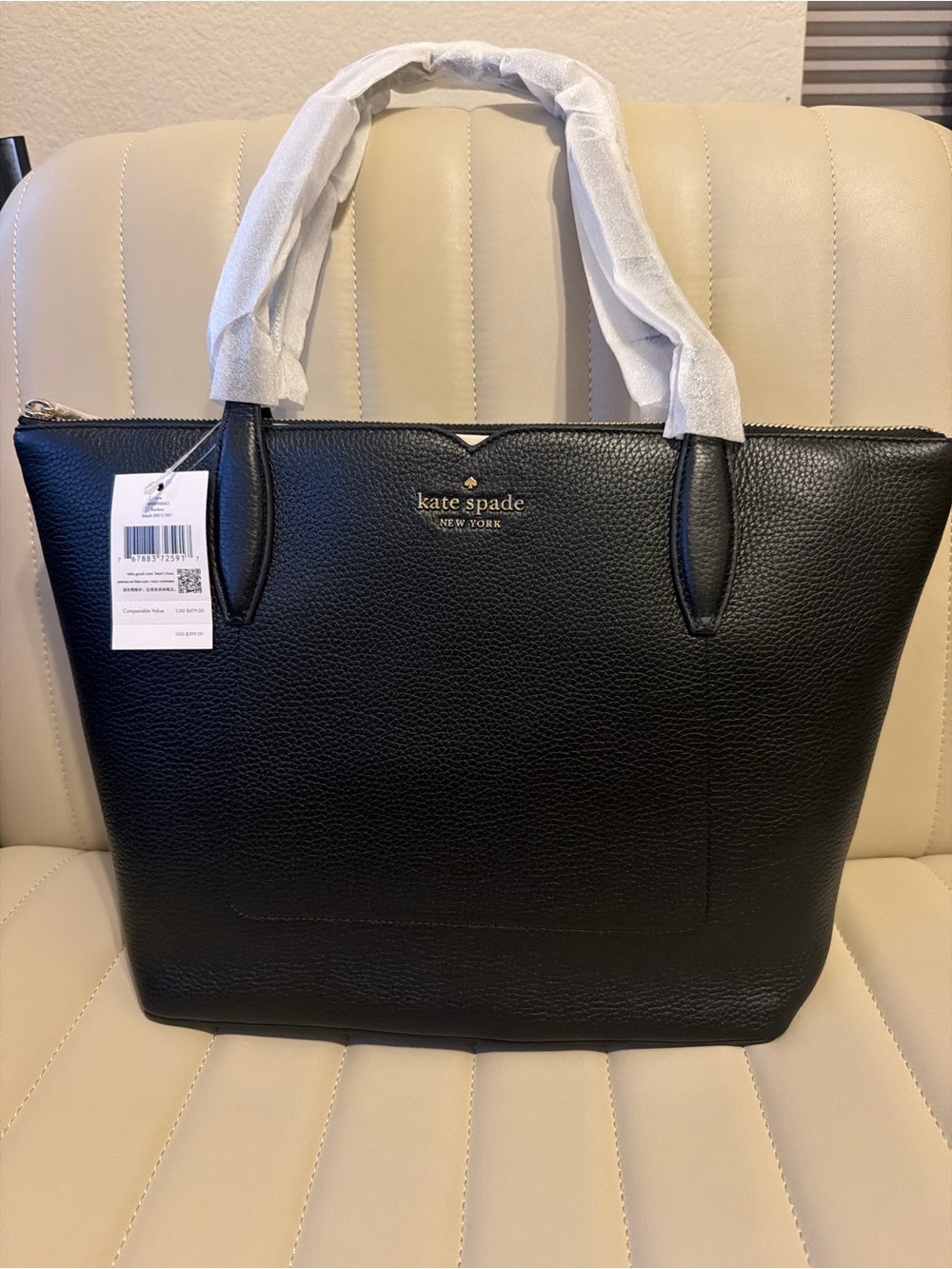 kate spade New York Black Pebbled Leather Tote